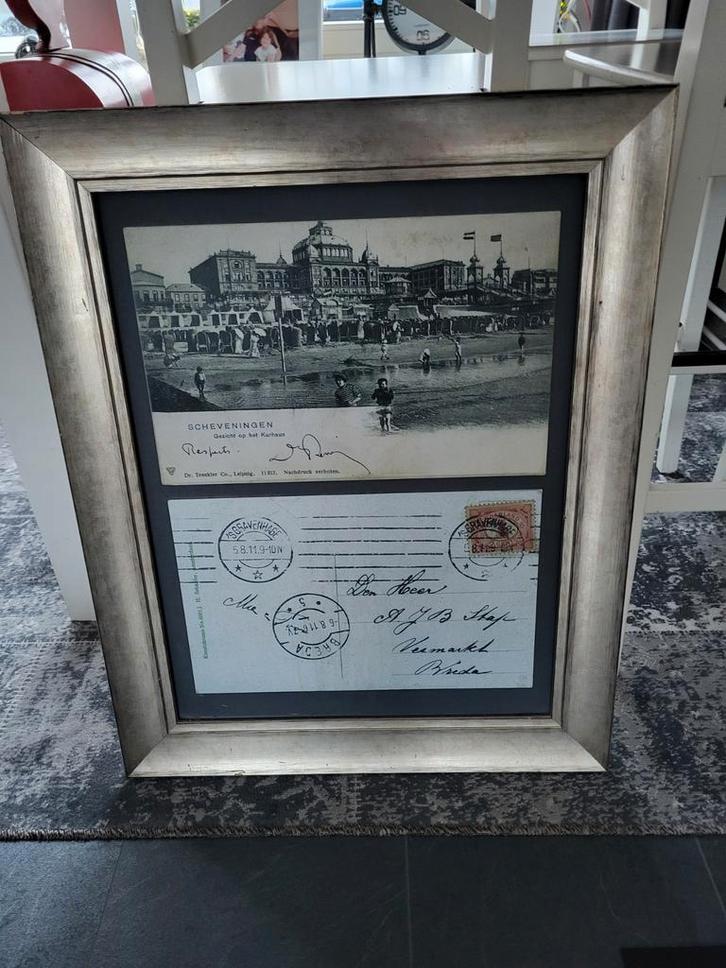 Grote ingelijste ansichtkaart Scheveningen, Verzamelen, Ansichtkaarten | Nederland, Zuid-Holland, Voor 1920, Ophalen