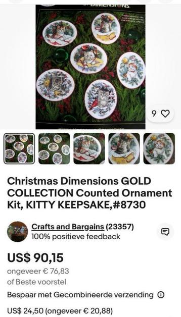 BORDUURPAKKET DIMENSIONS GOLD KITTY KEEPSAKE ORNAMENTS beschikbaar voor biedingen
