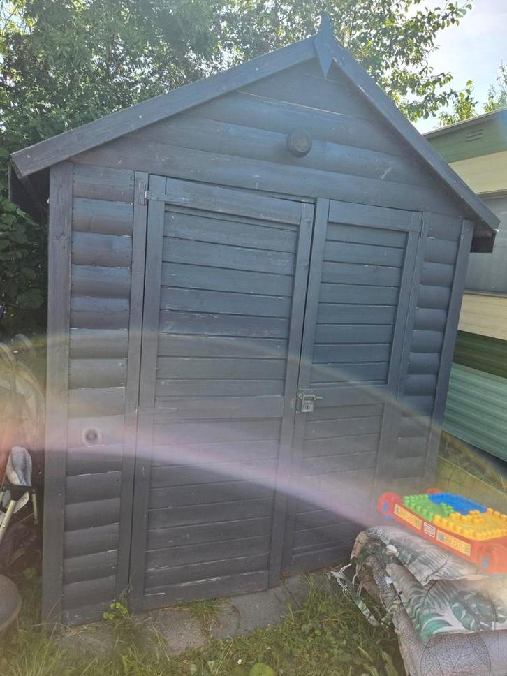 Houten Schuur - Gebeitst & Dakbedekking Gebrand, Tuin en Terras, Bergingen en Tuinkasten, Gebruikt, Overige typen, Hout, Ophalen of Verzenden