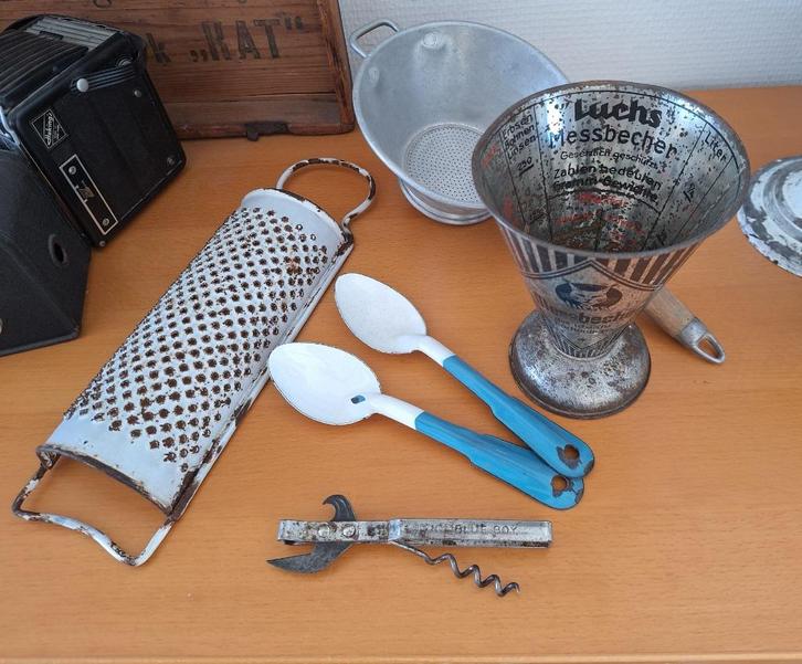 leuke brocante set met keukenbenodigdheden, Antiek en Kunst, Antiek | Keukenbenodigdheden, Ophalen