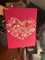 Schilderij met Knopen - Hart, Oorspronkelijke maker, Nieuw, Ophalen of Verzenden, Schilderij