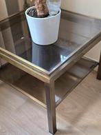 Messing tafel met glasplaten in goede staat. Maat 60cm in he, Ophalen, 50 tot 100 cm, Vierkant, 50 tot 100 cm