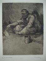 1923 Mendiant Arabe Isidoor Van Mens ORIENT ets droge naald, Antiek en Kunst, Ophalen of Verzenden