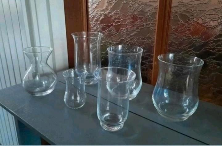 6 Glazen bloemenvaasjes, Huis en Inrichting, Woonaccessoires | Vazen, Zo goed als nieuw, Ophalen of Verzenden