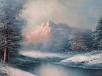 Bob Ross Schilderij Wintergezicht ingelijst, Antiek en Kunst, Kunst | Schilderijen | Klassiek, Ophalen of Verzenden