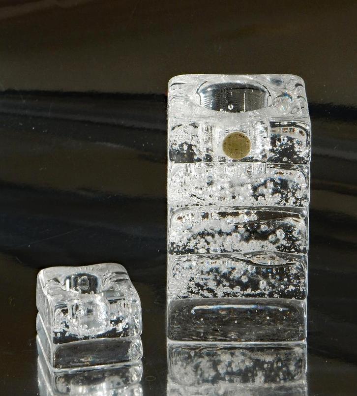 Floris Meydam Leerdam 2 kandelaars groot en klein, Antiek en Kunst, Antiek | Glas en Kristal, Ophalen of Verzenden