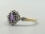 Gouden Vintage ring edelsteen amethist en diamant. 2025/519., Sieraden, Tassen en Uiterlijk, Ringen, ., Paars, Ophalen of Verzenden