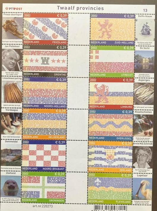Vel zegels 12 provincies Nederland 2002, Ophalen of Verzenden, Na 1940, Postfris
