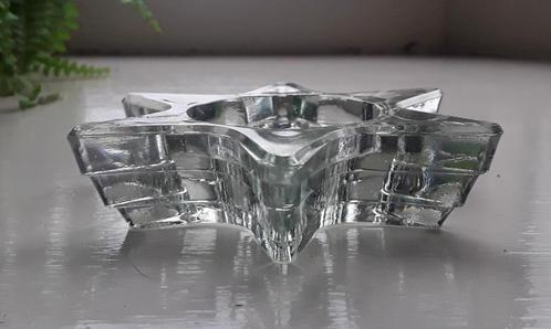 Vintage glazen kandelaar ster - vorm voor kaars én waxinekaa, Diversen, Kerst, Gebruikt, Ophalen of Verzenden