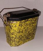Oude Emaille Lunchtrommel - Geel/Zwart, Antiek en Kunst, Antiek | Emaille, Ophalen of Verzenden