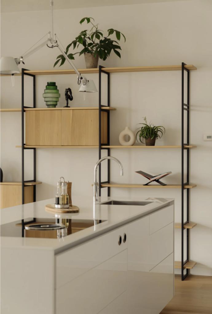 Modulaire Cabinet wandkast Studio Henk in eikenhout, Huis en Inrichting, Kasten | Wandmeubels, Zo goed als nieuw, 200 cm of meer