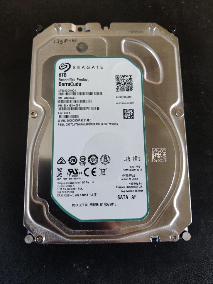 Seagate Barracuda ST8000DM004 - 8TB [HDD-1398] 6-12, Computers en Software, Harde schijven, Gebruikt, Desktop, Ophalen of Verzenden