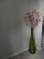 Mooie smalle, hoge en stevige lichtgroene vaas van glas, Ophalen, Gebruikt, Glas, 75 cm of meer