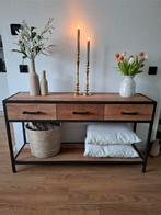 Sidetable old teak, Ophalen, 100 tot 150 cm, Zo goed als nieuw, Metaal