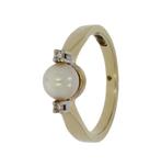 Akoya parel 2 diamanten 14k gouden vintage dames ring retro, Sieraden, Tassen en Uiterlijk, Ringen, Met edelsteen, Voordeelsieraden