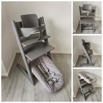 Stokke Tripp Trapp storm grey+babyset, 2 standen newbornset  beschikbaar voor biedingen