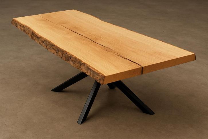 20 verschillende Eiken Boomstamtafel lengte T/M 420cm, Huis en Inrichting, Tafels | Eettafels, Nieuw, 50 tot 100 cm, 200 cm of meer