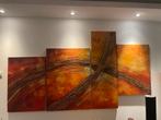 Abstract Vierluik Schilderij Oranje/Rood 235x133cm ca., Antiek en Kunst, Kunst | Schilderijen | Abstract, Ophalen