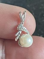 14 karaat witgouden hanger met parel en diamantje, Sieraden, Tassen en Uiterlijk, Kettinghangers, Overige voorstellingen, Wit