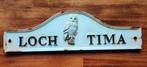 Vintage gietijzeren bord Loch Tima, uil, zwaar, 74x22x2 cm, Ophalen, Gebruikt, Reclamebord