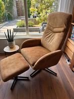 Draaifauteuil met bijpassende hocker, Huis en Inrichting, Fauteuils, Ophalen, Minder dan 75 cm, Zo goed als nieuw, Metaal