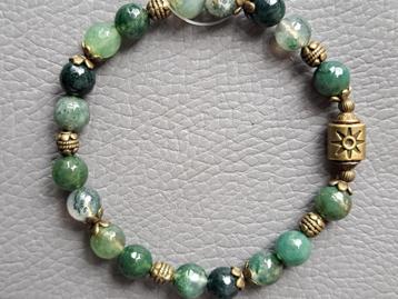 750 Edelsteen armband mos agaat 8mm facet geslepen beschikbaar voor biedingen