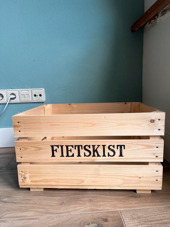Nieuwe houten fietskrat - 47x33x27cm, Huis en Inrichting, Woonaccessoires | Kisten, Nieuw, Minder dan 50 cm, Grenenhout, Ophalen