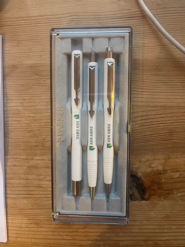 Parker Pen Set ABN AMRO met Doos, Verzamelen, Pennenverzamelingen, Ophalen of Verzenden, Gebruikt, Overige typen
