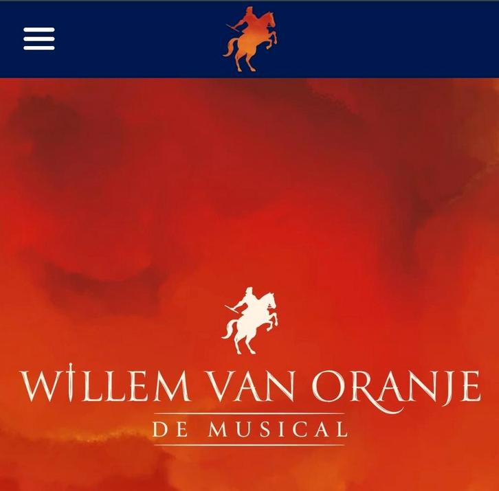 2 tickets Willem van Oranje musical prinsen theater Delft, Tickets en Kaartjes, Theater | Musical, Twee personen, Januari