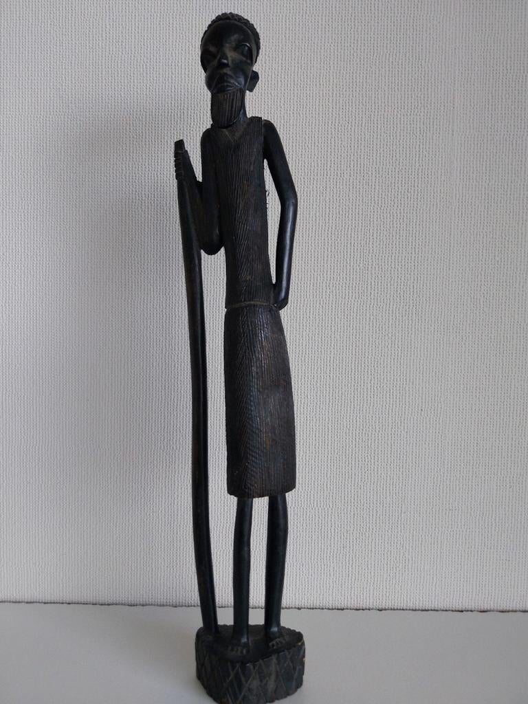 Ebbenhout beeldje stamhoofd, Antiek en Kunst, Ophalen of Verzenden