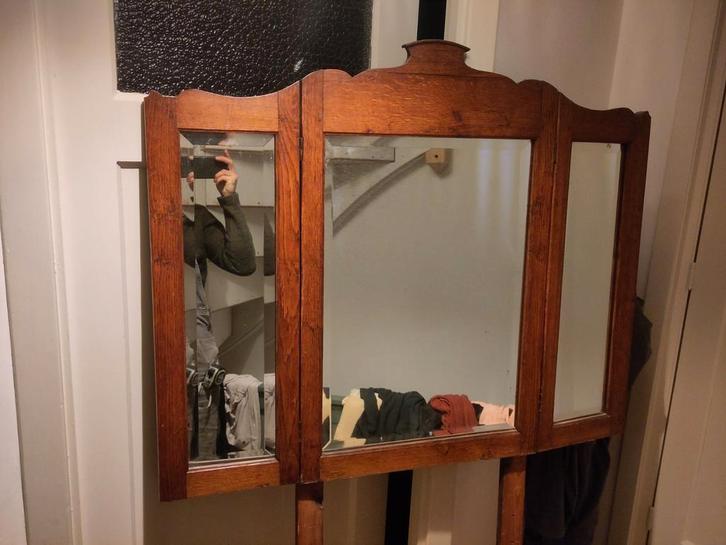 Prachtige spiegel drieluik, Antiek en Kunst, Antiek | Spiegels, Rechthoekig, Ophalen