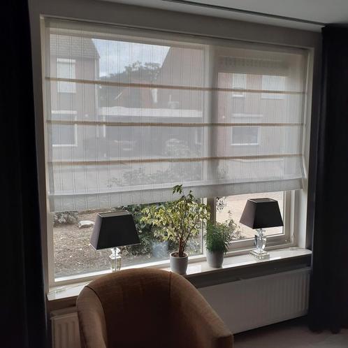 vouwgordijnen 2 stuks creme kleur, Huis en Inrichting, Stoffering | Gordijnen en Lamellen, Gebruikt, 100 tot 150 cm, Crème, Ophalen