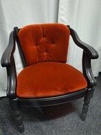 Vintage fauteuil met oranje bekleding, Ophalen, Gebruikt