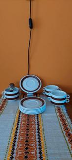 6 Vintage porselein soepkommen kommen + schotel jaren 70, Ophalen of Verzenden, Zo goed als nieuw, Kom(men), Overige stijlen