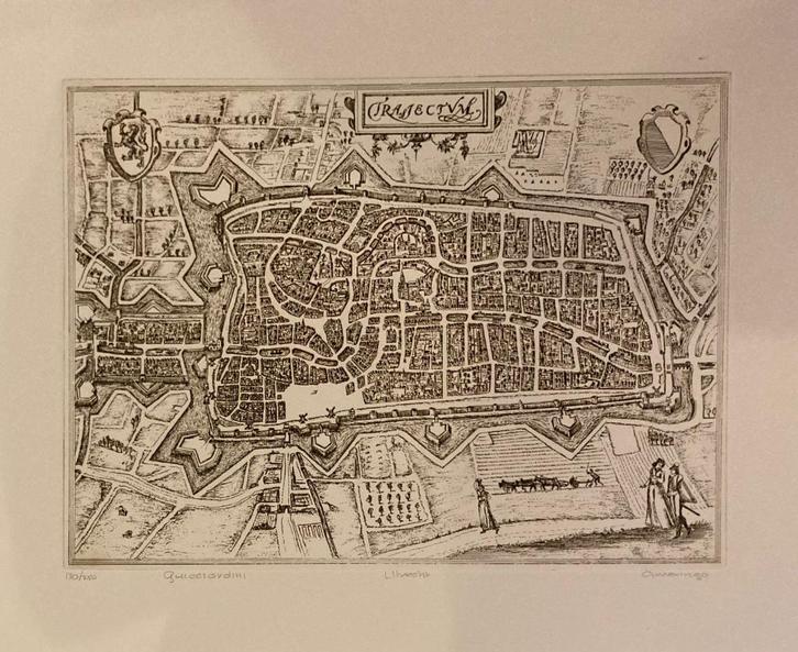 Etsen (circa 80) oud Utrecht, Antiek en Kunst, Kunst | Etsen en Gravures, Ophalen of Verzenden