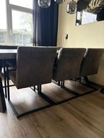 Grijze industriële eetkamerstoelen, Huis en Inrichting, Stoelen, Ophalen, Gebruikt, Vijf, Zes of meer stoelen, Stof