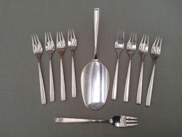 Gero Zilduro 740- Taartschep + 9 Taartvorkjes 14 cm. beschikbaar voor biedingen