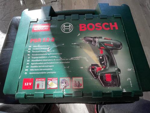 Bosch psr12-2 accuboormachine 2 accus en oplader in koffer, Doe-het-zelf en Verbouw, Gereedschap | Boormachines, Gebruikt, Boormachine