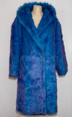 Uniek!...Turquoise-paarse faux fur jas van Michel Alexis, Verzenden, Zo goed als nieuw, Maat 46/48 (XL) of groter, Blauw