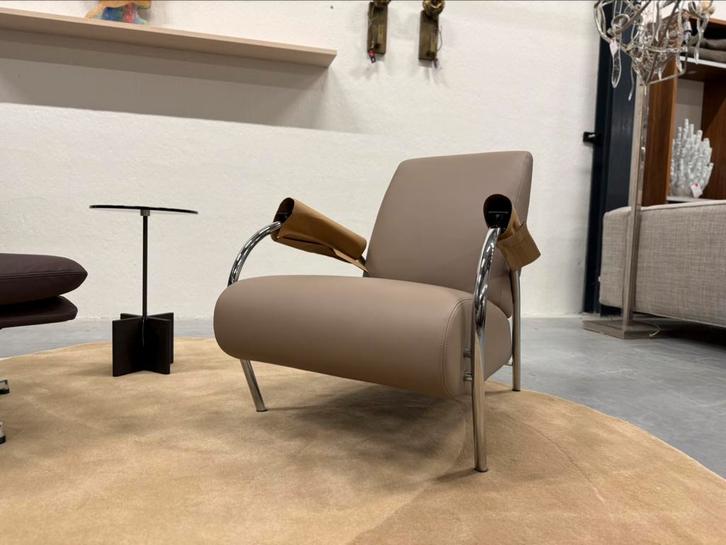 Nieuw Gelderland 5770 Fauteuil Taupe leer design stoel, Huis en Inrichting, Fauteuils, Nieuw, Leer, 75 tot 100 cm, Ophalen of Verzenden