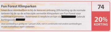 Fun Forest Klimparken 20% korting Postcode kortingsbon nr 74 beschikbaar voor biedingen