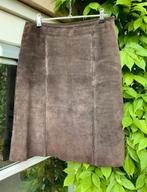 Vintage bruine leren suede rok, Bien Bleu, maat 38, Maat 38/40 (M), Bruin, Ophalen of Verzenden, Zo goed als nieuw