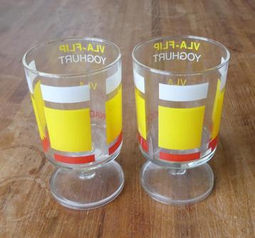 Vla-flip glazen vintage Frans glas recept vlaflip 2x beschikbaar voor biedingen
