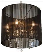 Prachtige Design hanglamp / kroonluchter zwart bespannen, Ophalen of Verzenden, Zo goed als nieuw