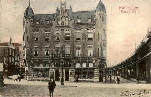 Rotterdam Kerkplein, Verzamelen, Ansichtkaarten | Nederland, Gelopen, Zuid-Holland, Voor 1920, Ophalen of Verzenden