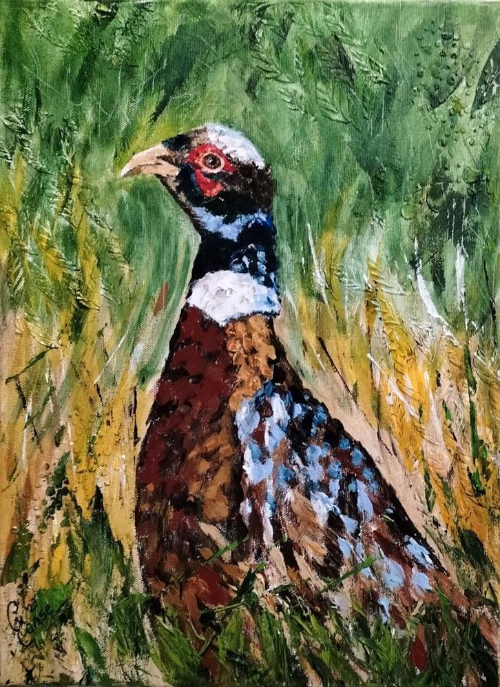 Schilderij fazant, Huis en Inrichting, Woonaccessoires | Schilderijen, Tekeningen en Foto's, Nieuw, Schilderij, Minder dan 50 cm