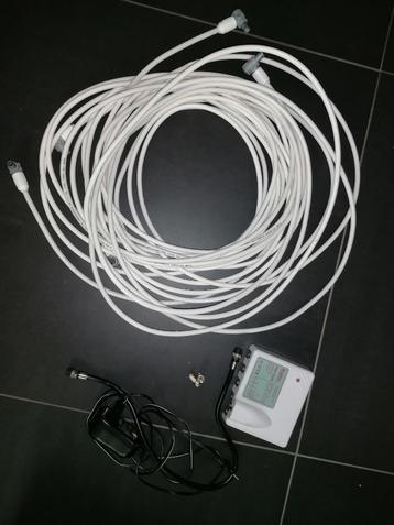 Complete set COAX kabels + signaalversterker (Hirschmann) beschikbaar voor biedingen