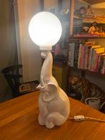 Olifant lamp, art deco, opaal glazen bol, keramiek, wit, Ophalen, Zo goed als nieuw, Minder dan 50 cm