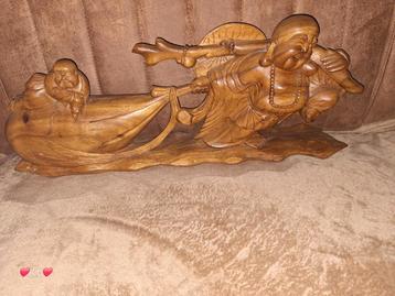 Groot handgemaakt houten buddha beeld beschikbaar voor biedingen