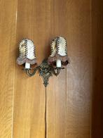 Antieke Wandlamp met Twee Armen en Franjes, Antiek en Kunst, Ophalen of Verzenden